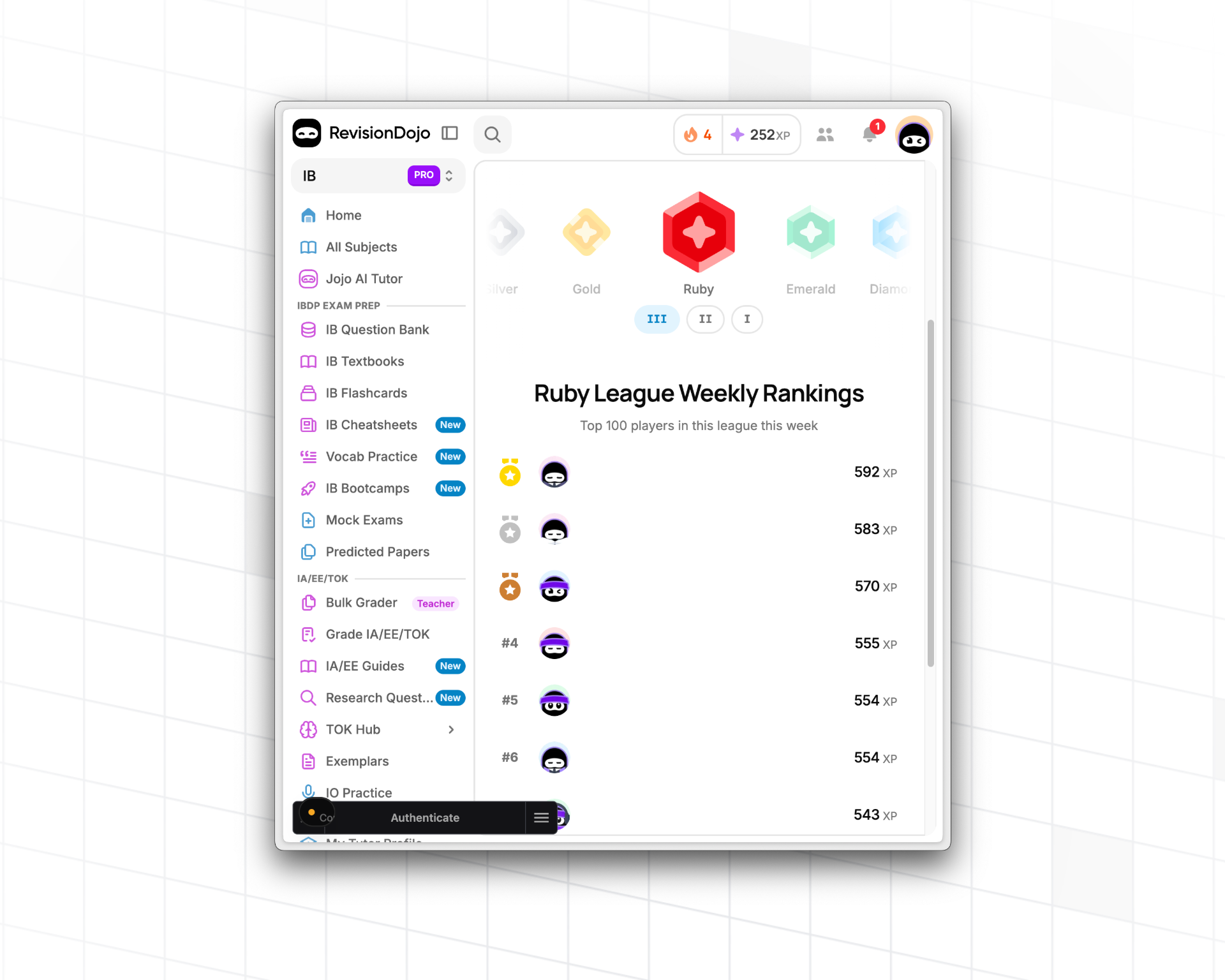 Leagues in RevisionDojo